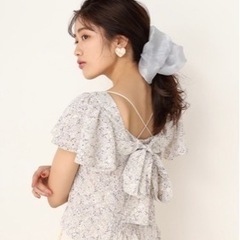 ヘアアクセ BIGシュシュ  ブルーグレーの画像