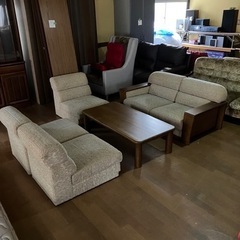  P0540 浜本工芸 応接セット 5人用 無垢テーブル の画像