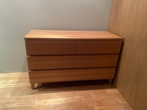 無印良品　タモ材　3段引き出し収納