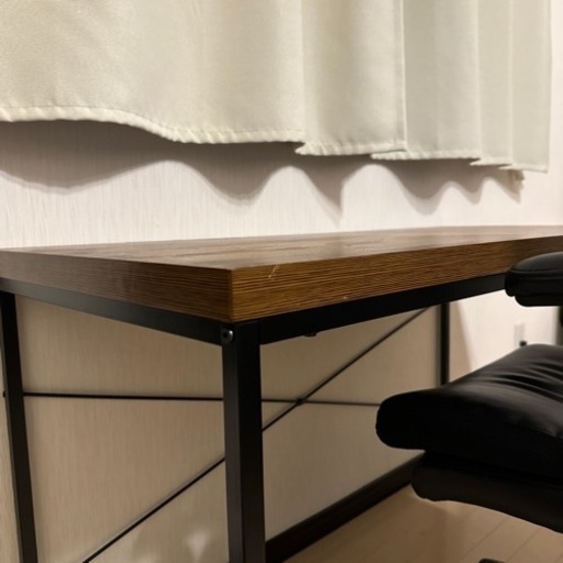 デスク(N ステイン 120 BR) オフィスチェア(OC505 BK)