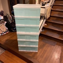 衣装ケース　３段　2個　グリーン　少しジャンク品の画像