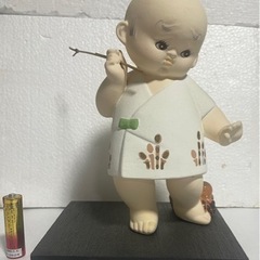 【貴重】昭和レトロな置物3個セット　博多人形×2、陶器のネズミの画像