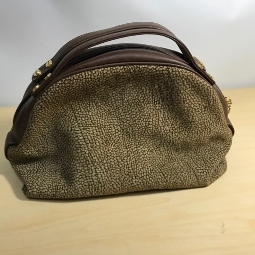 M2311-468 BORBONESE ハンドバッグ うずら柄 ラウンド型 キズ汚れ有り