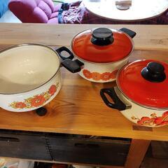 琺瑯　ホーロー鍋　3点