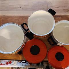 琺瑯　ホーロー鍋　3点の画像