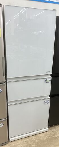 【値下げしました!!】MITSUBISHI 330L冷蔵庫 MR-CG33E 2020年製 ガラストップ 三菱 白系 ホワイト 自動製氷機能 No.647● ※現金、クレジット、ぺイペイ、スマホ決済対応※