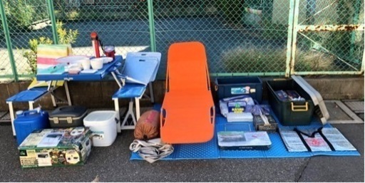 アウトドア用品まとめ売り バーベキュー・クッキング用品・収納ボックス・マット・ベッド・テーブル チェアセット・ランタン等多数