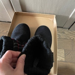 ガールズ　ブーツ♡22cm 黒　かわいいスエードチェックの画像