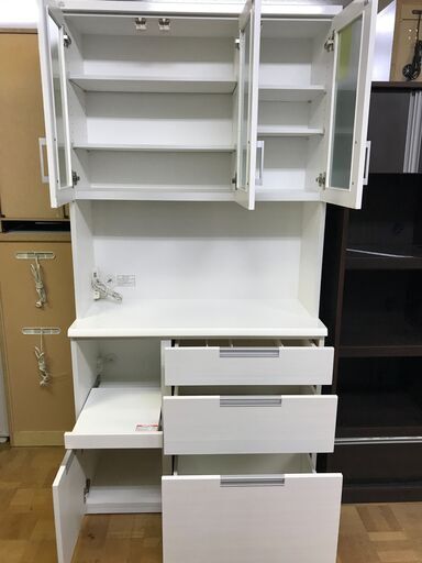 【FU630】★ニトリ 3枚扉食器棚 ダリア100 ホワイト