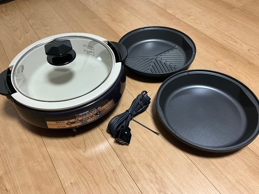 【引取者決定】象印 グリルなべ ホットプレート 用途別プレート3枚付き あじまる ブラウン EP-PX30
