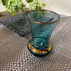 酒器　青い金縁グラス　6個セット