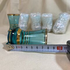 酒器　青い金縁グラス　6個セットの画像