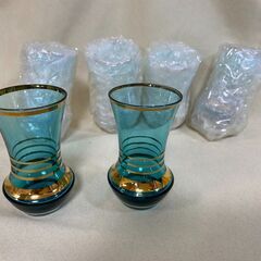 酒器　青い金縁グラス　6個セットの画像