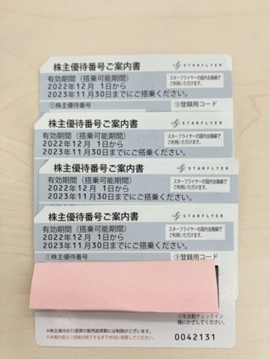 スターフライヤーの株主優待券です。