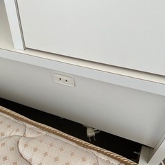 コンセント 収納付き シングルベッド フレーム & フランスベッド製 マットレス  ホワイト 白 一人暮らしの画像