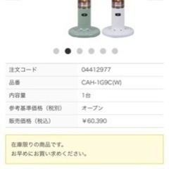 アラジン(Aladdin) 電気ストーブ 遠赤グラファイトヒーター グリーン CAH-1G9B-G 2021年製の画像