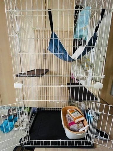 猫用 三段ケージ ハンモック付（トイレはつきません）