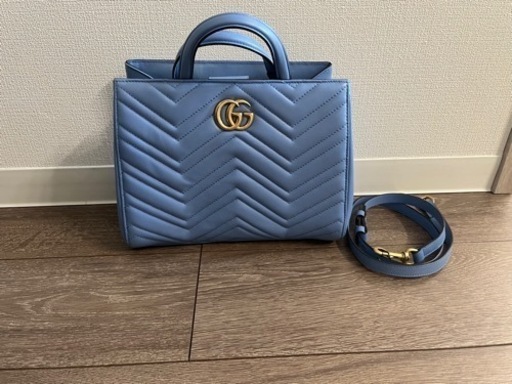 GUCCI  GGマーモント2wayショルダーバッグ　ライトブルー