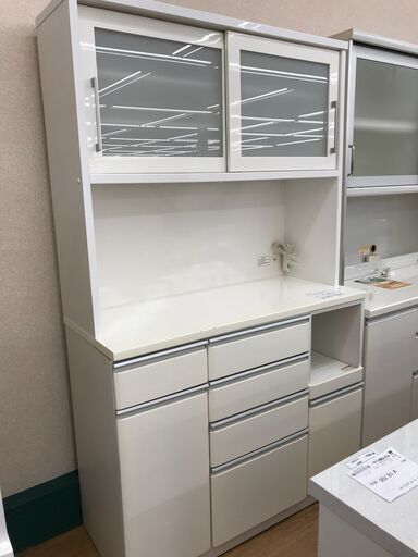 ★ジモティ割あり★  食器棚 ホワイト H200×W120×D51 クリーニング済み KJ3619