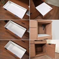 【9/13配送終了】≪yt985ジ≫ ニトリ 食器棚 ETONA/エトナ 120KB-MBR ミドルブラウン 幅120cm キッチンボード/キッチンカウンター 51118-06の画像