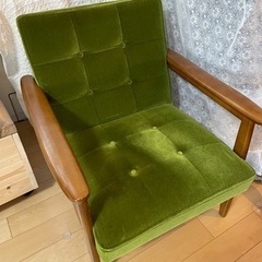 取引中　カリモク60 Kチェア　モケットグリーン　1シーター