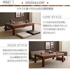 未使用訳あり　3段階伸長式モダンデザインこたつテーブル　幅120-180cmまで　高さ２段階調整式　ウォールナットブラウン 未使用訳あり 3段階伸長式モダンデザインこたつテーブル 幅120