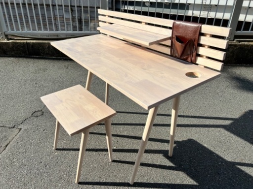 (ジS-47)SALE‼️￥5500(税込) 不二貿易 学習デスクセット 幅120cm ホワイトウォッシュ 棚付き Natural Signature