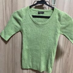 Enzo Gala ウール１００％黄緑セーター＆タートル＆カーディガン
