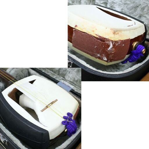 ジャンク 三味線 ハードケース付き 太棹 丸打胴 東サワリ装備 文化譜譜尺(ツボシール)付き 皮ヤブレ 現状販売 札幌市 清田区 平岡