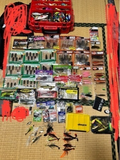 バス釣り　タックル　ルアー　ワーム　大量　バック　小物