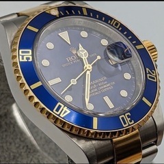j811501 ロレックス ROLEX 16613 サブマリーナデイト ブルー 青サブ コンビ パープル 腕時計 自動巻き 時計 メンズ 箱付き 文字盤 中古品の画像