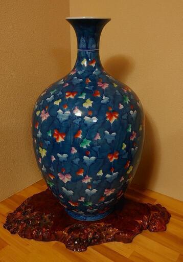 古許窯 菊水作  有田焼 美術工芸 飾壺  高さ約62cm  骨董