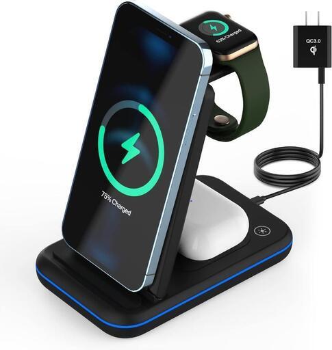 ワイヤレス充電器 アダプター付属 3 in 1急速充電15W/10W/7.5W