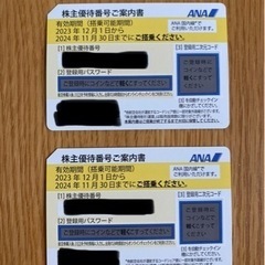 ANA株主優待券2枚(¥3500/枚)・グループ優待券セット
