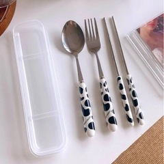 牛柄 カトラリー  フォーク & スプーン & 箸   新品同様の画像