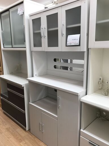 ★ジモティ割あり★  食器棚 ホワイト H180×W90×D42 クリーニング済み KJ3638