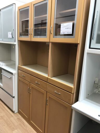 ★ジモティ割あり★  食器棚 茶色 H190×W120×D42 クリーニング済み KJ3641