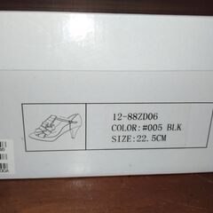 箱あり COMMSA CA ISM サテンリボン 2WAYパンプス Tストラップ 22.5cm 黒 ブラック　Sの画像
