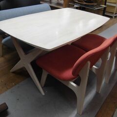 R096 NITORI リビングダイニングテーブル4点セット リラックス シリーズ、幅160cm Used・美品