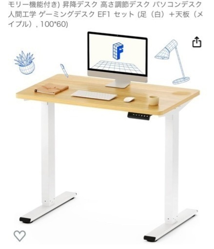 【美品】FLEXISPOT 電動式スタンディングデスク(幅100×奥行60)
