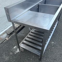 業務用 2槽シンク 幅1500×奥600×高さ800+150(mm) バックガード 流し台 厨房機材 キッチン 手洗い場 店舗用品 2層シンク 二層シンク 大阪の画像