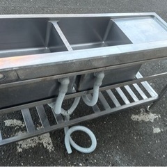 業務用 2槽シンク 幅1500×奥600×高さ800+150(mm) バックガード 流し台 厨房機材 キッチン 手洗い場 店舗用品 2層シンク 二層シンク 大阪の画像