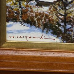 樋口洋 コタンの冬 油彩 日展理事 雪景逸品 絵画 (R2334yxwY)