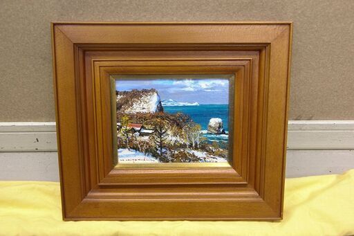 樋口洋 コタンの冬 油彩 日展理事 雪景逸品 絵画 (R2334yxwY)