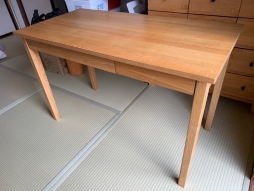 ★無印良品 天然木（タモ材）デスク 幅1,100mm★