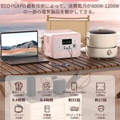 eco play EP800 ポータブル電源 リン酸鉄　512Wh AC 出力800W(瞬間最大1200W) 1.5時間満充電の画像