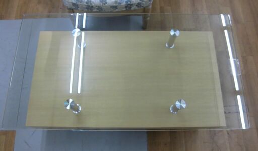 R213 NITORI トップガラス センターテーブル、リビングテーブル、幅120cm Used・美品