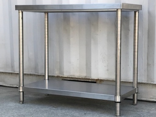 美品！キッチン作業台④◇二段◇業務用◇調理台◇ガス台◇ステンレススチール◇幅90×奥行き45×高さ80cm◇K998