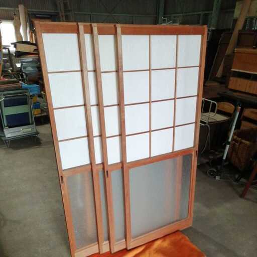 ガラス付き障子　4枚