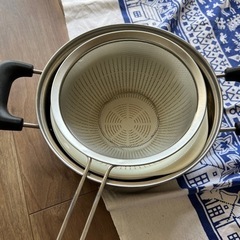 [お譲り先決定] IH・ガスコンロ対応 蓋付き鍋 (大)・ざる・ボウルなどの画像
